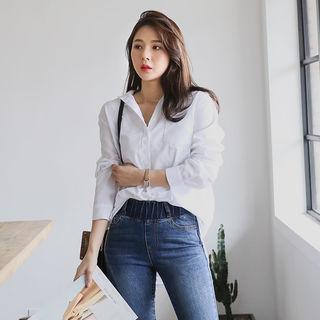 Half-placket Plain Cotton Shirt
