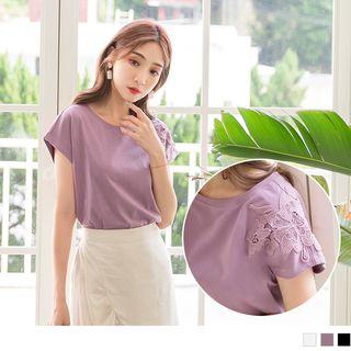Lace Applique Short-sleeve Top
