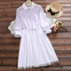 Tie Waist Striped Long-sleeve A-line Dress