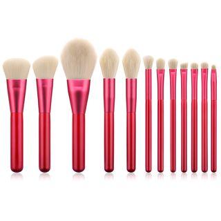 Set Of 12: Makeup Brush T-12-070 - Set Of 12 - Red - One Size
