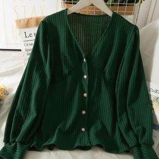 Waffle Loose V-neck Shirt In 5 Colors