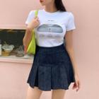 Fitted Printed Crop T-shirt