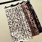 Leopard Pattern Straight-fit Knit Skirt