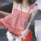 Fringed Checked Tank Top
