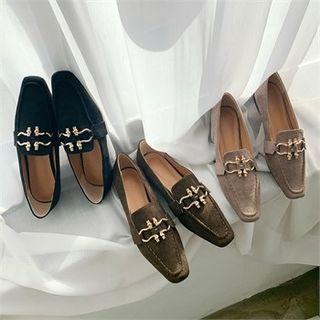 Embellished-buckle Faux-suede Loafers
