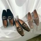 Embellished-buckle Faux-suede Loafers