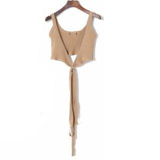 Knit Tie-strap Crop Tank Top