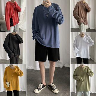 Plain Oversize Long-sleeve Top