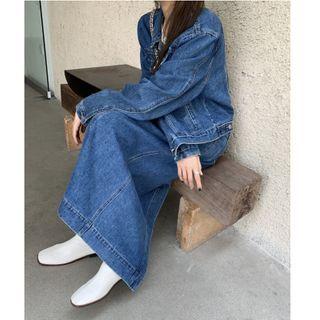 Loose-fit Denim Jacket / Denim Midi Skirt