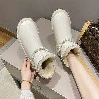Faux Pearl Short Snow Boots