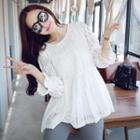 3/4-sleeve A-line Lace Blouse