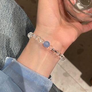 Faux Crystal Fishing Line Bracelet Blue Bead Bracelet - Transparent - One Size