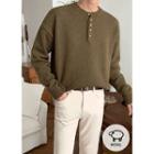 Henley-neck Wool Blend Sweater