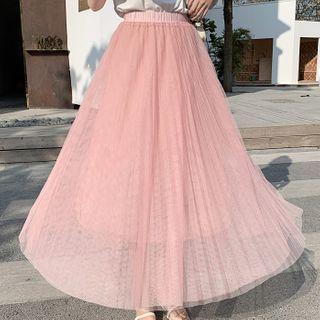 Pleated A-line Midi Skirt White - One Size