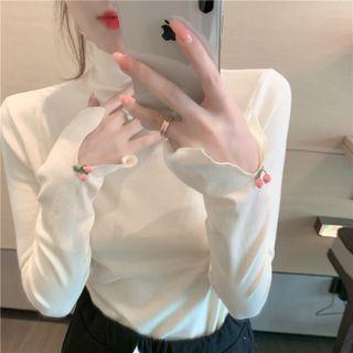 Mock-neck Flared-cuff T-shirt