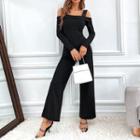 Long-sleeve Cold-shoulder Jumpsuit