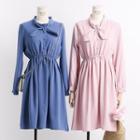 Ribbon-neckline A-line Dress