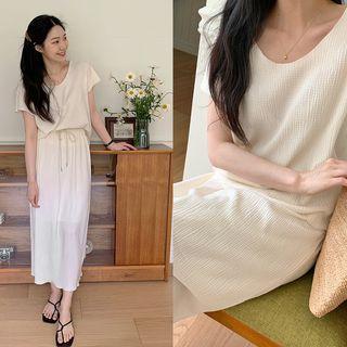 Shell Top & Long Skirt Crepe Matching Set