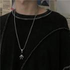 Astronaut Pendant Necklace 1pc - Black & Silver - One Size