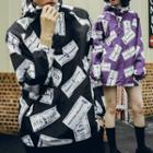 Couple Matching Hooded Patterned Windbreaker