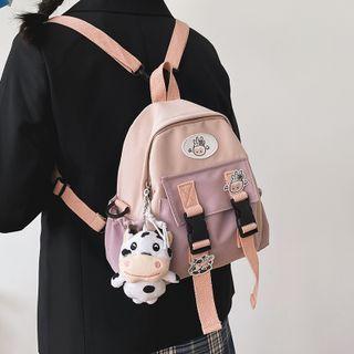 Cartoon Cow Applique Two-tone Crossbody Bag