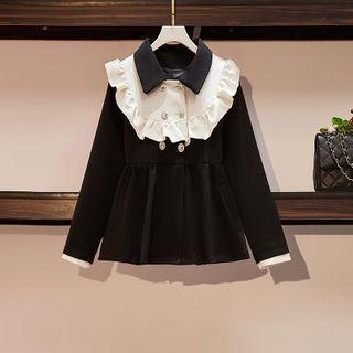 Collared Ruffled Long-sleeve Top