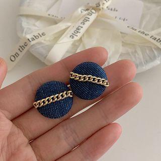 Alloy Chain Denim Disc Earring