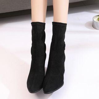 Chunky Heel Plain Short Boots