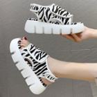 Zebra Print Platform Adhesive Tab Sandals