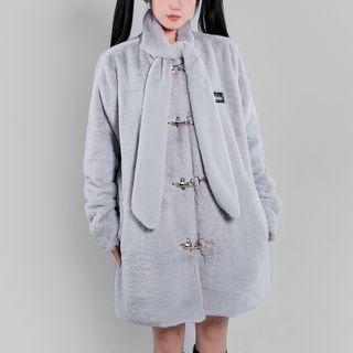 Tie-neck Fluffy Coat