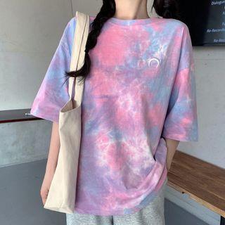 Short Sleeve Embroidered Tie Dye T-shirt