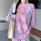 Short Sleeve Embroidered Tie Dye T-shirt