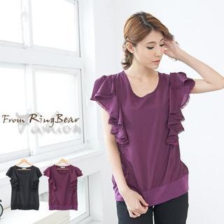 Lace-trim Ruffle-accent Top