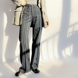 High Waist Striped Wide Leg Jeans