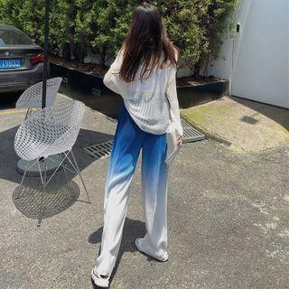 Plain Cami / Sheer Cape Top / Gradient Wide-leg Pants