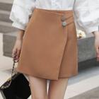Plain Mini A-line Wrap Skirt