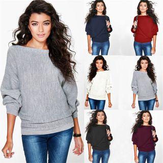 Plain Dolman-sleeve Sweater