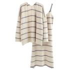 Striped Tank Dress + Striped Cardigan Almond - One Size