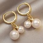 Faux Pearl Dangle Earring E-31 - 1 Pair - Gold - One Size