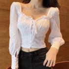 Lace Up Square-neck Blouse
