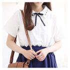 Half-placket Lace-trim Shirtdress
