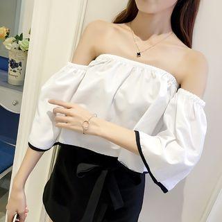 Contrast Trim Off Shoulder Top