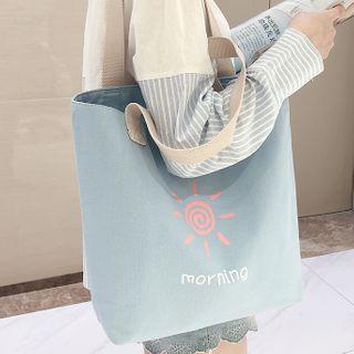 Sun Print Canvas Tote Bag Sun - Light Blue - One Size
