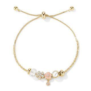Flower Faux Pearl Alloy Bracelet Gold - One Size