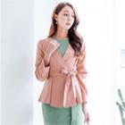 Collarless Tie-waist A-line Blazer