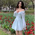 Long-sleeve Cold-shoulder Mini Corset Dress