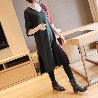 V-neck Colour Block Knit Dress