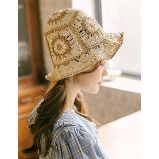 Pattern Straw Bucket Hat