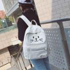 Canvas Embroidery Zip Backpack