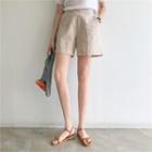 Set Of 2: Band-waist Linen Blend Shorts